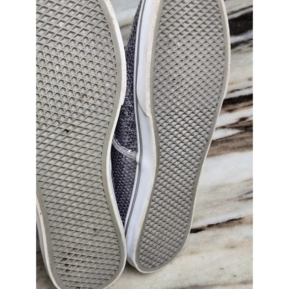VANS Off The‎ Wall Silver Sequin Skate Tennis Shoe Sneaker Women 8 Mens 6.5